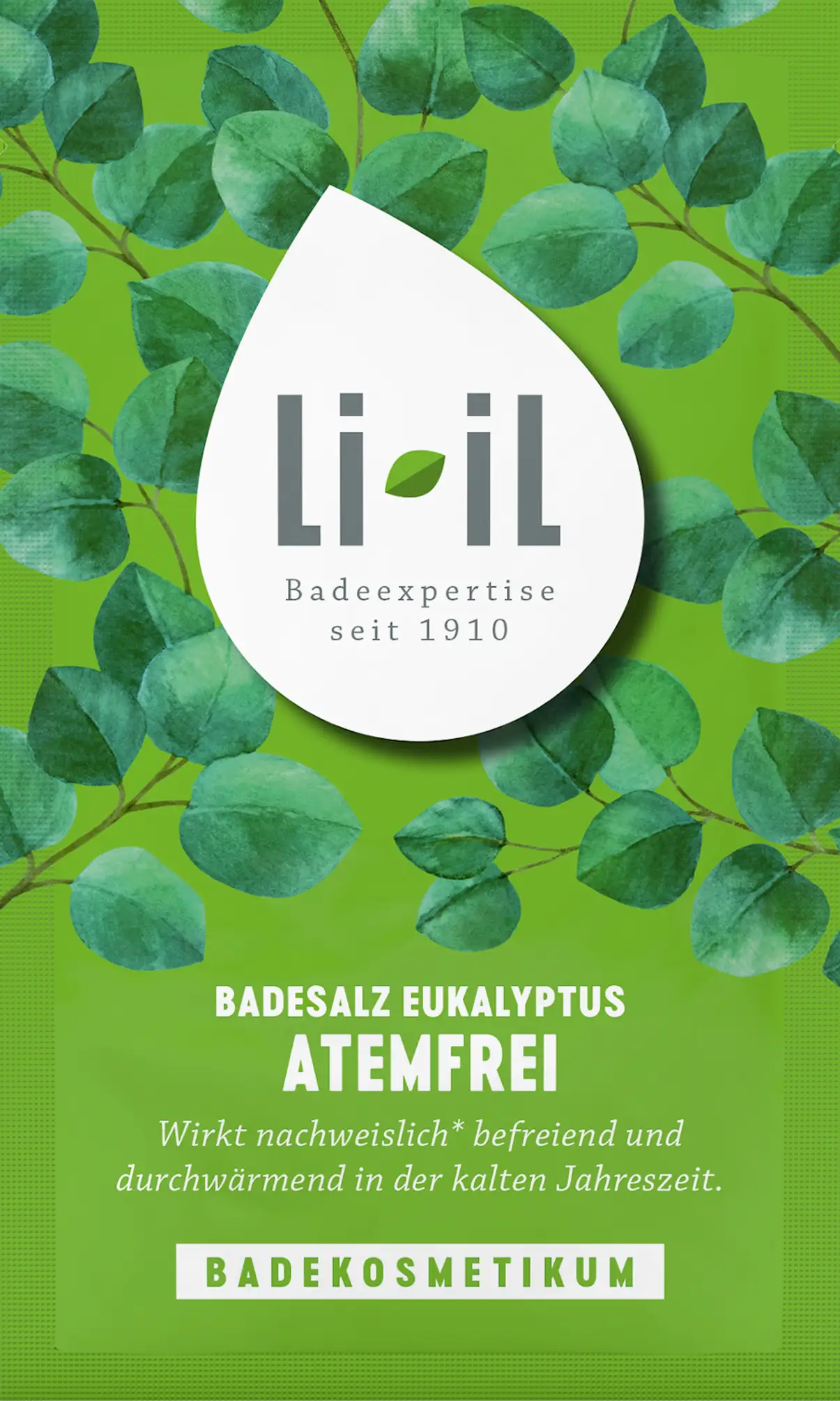 Badesalz Eukalyptus Atemfrei 80g Freisteller Abbildung des Li-iL Badesalzes Atemfrei mit Eukalyptus