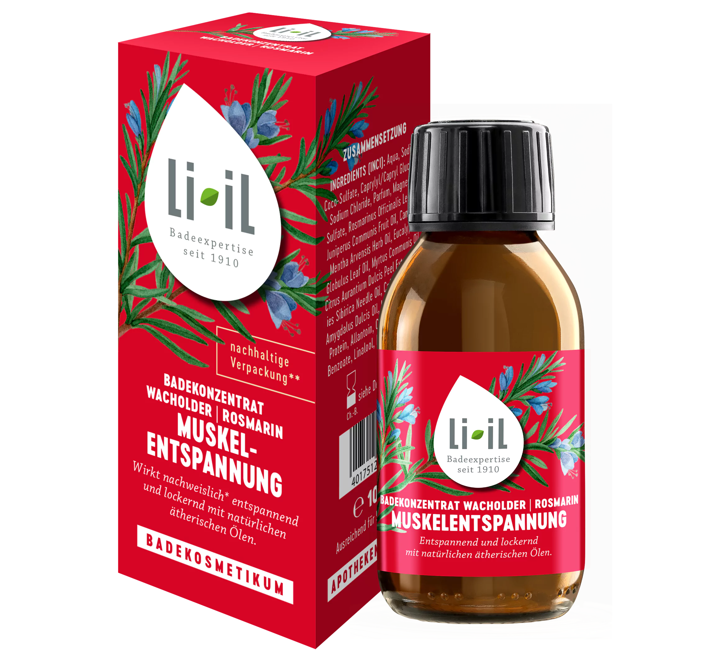 Badekonzentrat Muskelentspannung 100ml Li-iL Badekonzentrat Muskelentspannung Badekonzentrat Wacholder Rosmarin